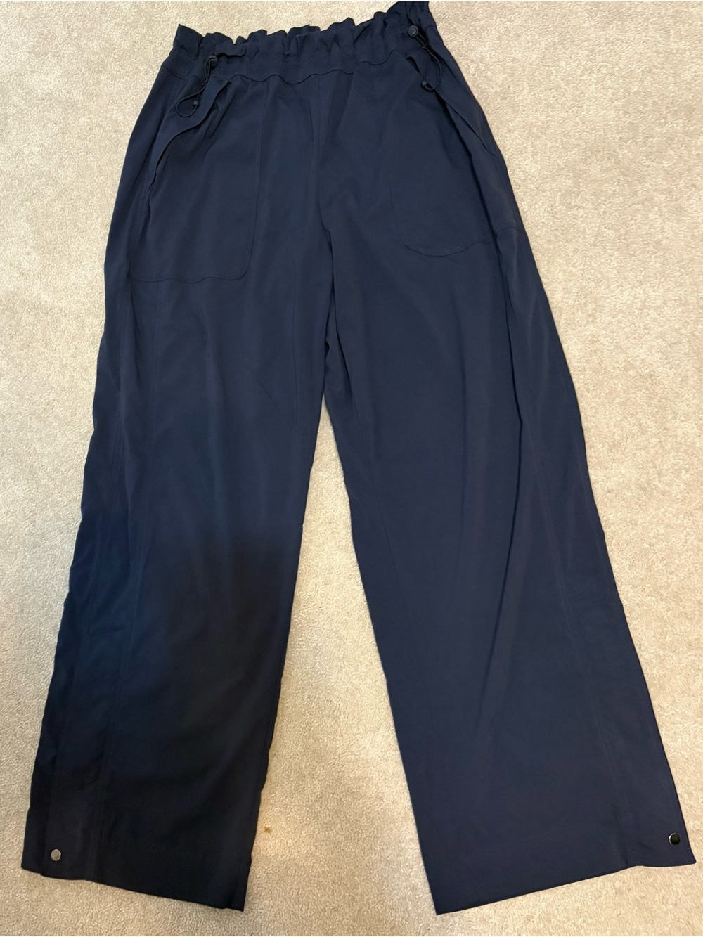 Athleta Navy Wide-Leg Drawstring Track Pants